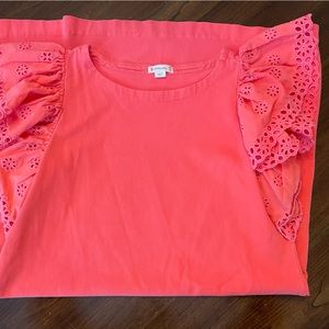 Super Cute Salmon Pink Eyelet Sleeve J Crew Crewcuts Dress - Size 12